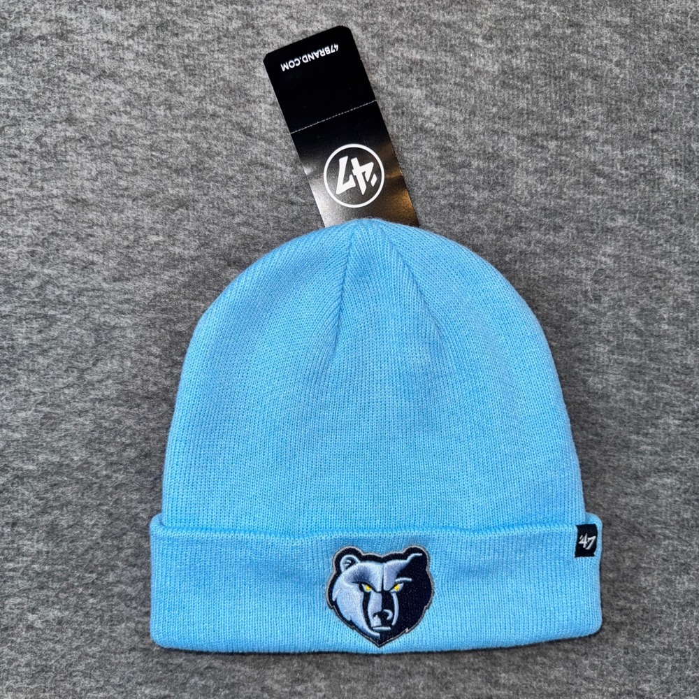 Memphis Grizzlies 47 Brand NBA Knit Beanie Hat Cap Blue OSFA NEW